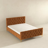 Bailey Cognac Velvet Queen Bed