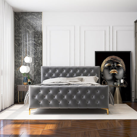 Bailey Dark Grey Velvet King Bed by Ashcroft Furniture at Eve Furniture