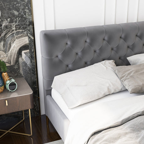 Bailey Dark Grey Velvet Queen Bed by Ashcroft Furniture at Eve Furniture