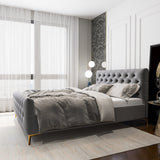 Bailey Dark Grey Velvet Queen Bed by Ashcroft Furniture at Eve Furniture
