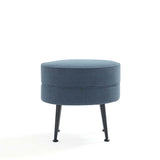 Bailey Ottoman in Blue with Black Feet by Manhattan Comfort at Eve Furniture