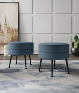 Bailey Ottoman in Blue with Black Feet (set of 2) by Manhattan Comfort at Eve Furniture