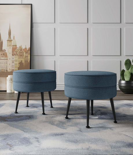 Bailey Ottoman in Blue with Black Feet (set of 2) by Manhattan Comfort at Eve Furniture