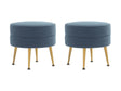 Bailey Ottoman in Blue with Gold Feet (set of 2) by Manhattan Comfort at Eve Furniture