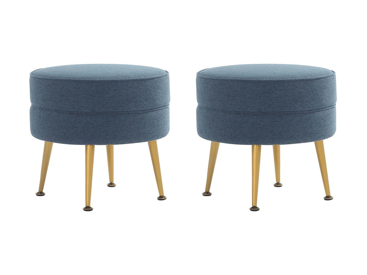 Bailey Ottoman in Blue with Gold Feet (set of 2) by Manhattan Comfort at Eve Furniture