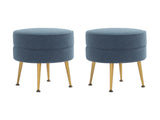 Bailey Ottoman in Blue with Gold Feet (set of 2) by Manhattan Comfort at Eve Furniture