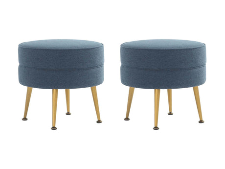 Bailey Ottoman in Blue with Gold Feet (set of 2) by Manhattan Comfort at Eve Furniture