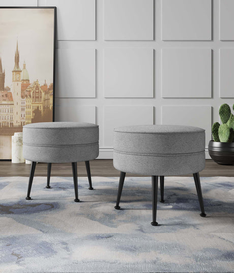Bailey Ottoman in Grey with Black Feet (set of 2) by Manhattan Comfort at Eve Furniture