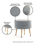 Bailey Ottoman in Grey with Gold Feet by Manhattan Comfort at Eve Furniture