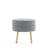Bailey Ottoman in Grey with Gold Feet by Manhattan Comfort at Eve Furniture