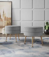 Bailey Ottoman in Grey with Gold Feet (set of 2) by Manhattan Comfort at Eve Furniture