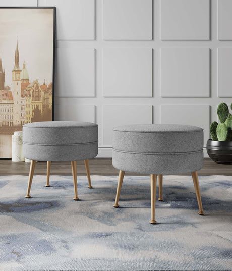 Bailey Ottoman in Grey with Gold Feet (set of 2) by Manhattan Comfort at Eve Furniture
