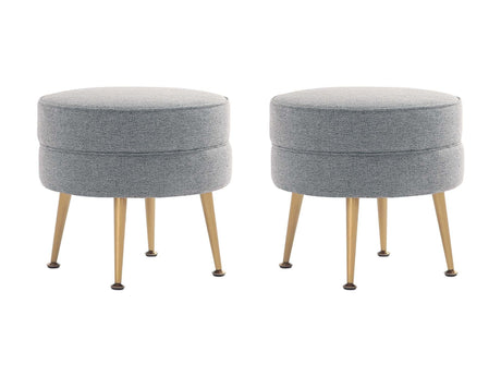 Bailey Ottoman in Grey with Gold Feet (set of 2) by Manhattan Comfort at Eve Furniture