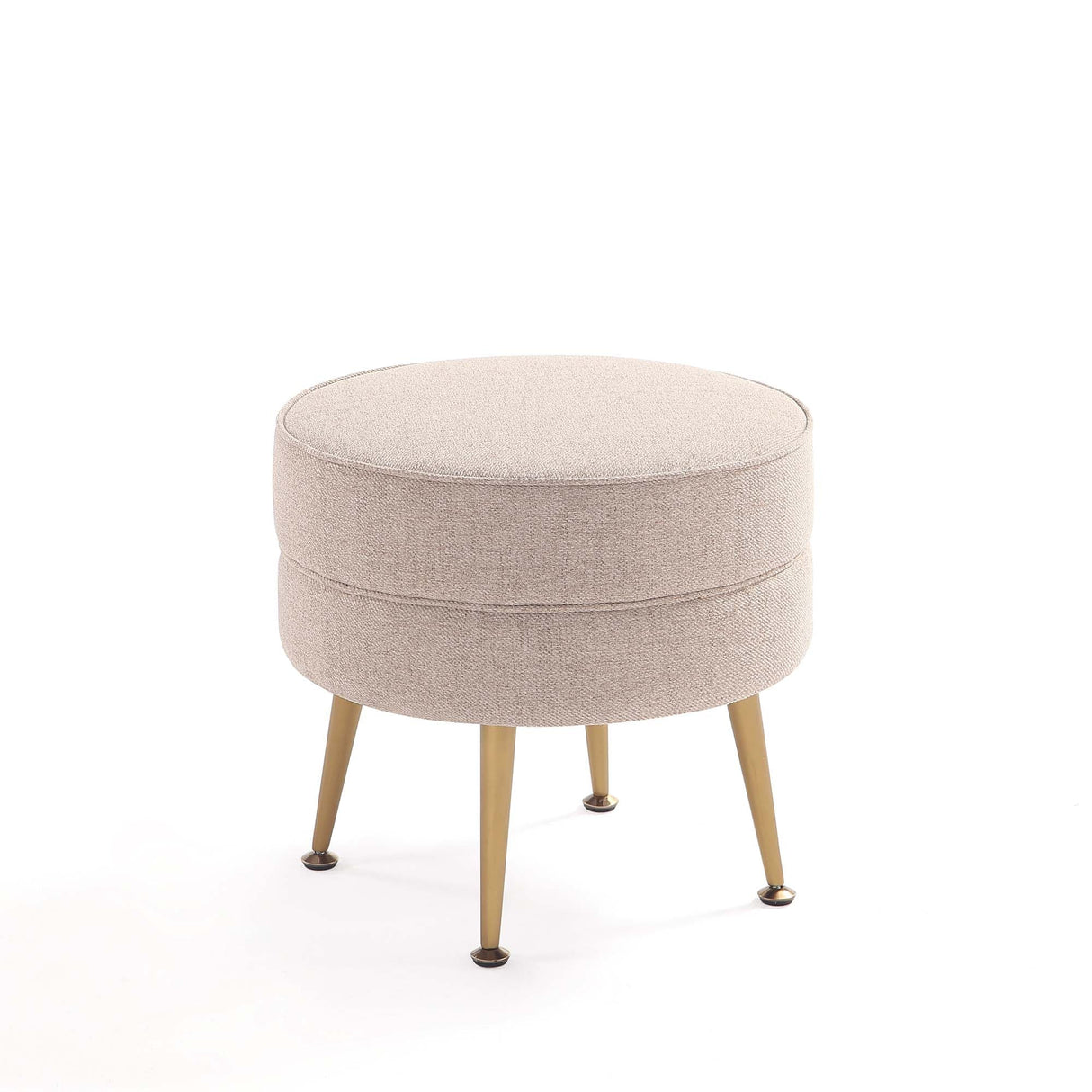 Bailey Ottoman in Oatmeal with Gold Feet by Manhattan Comfort at Eve Furniture