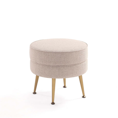 Bailey Ottoman in Oatmeal with Gold Feet by Manhattan Comfort at Eve Furniture