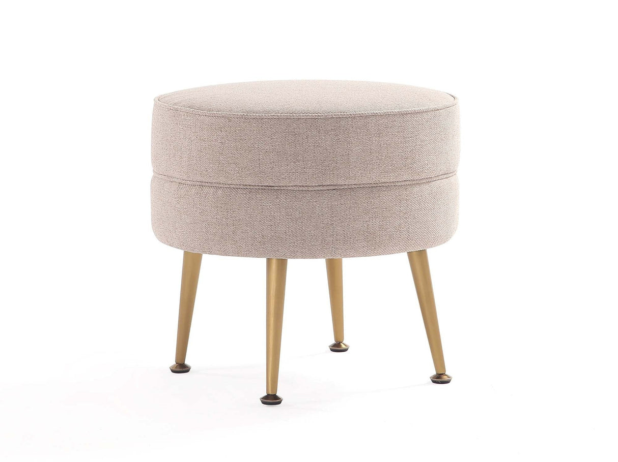 Bailey Ottoman in Oatmeal with Gold Feet by Manhattan Comfort at Eve Furniture