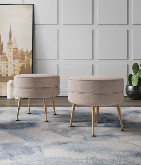 Bailey Ottoman in Oatmeal with Gold Feet (set of 2) by Manhattan Comfort at Eve Furniture
