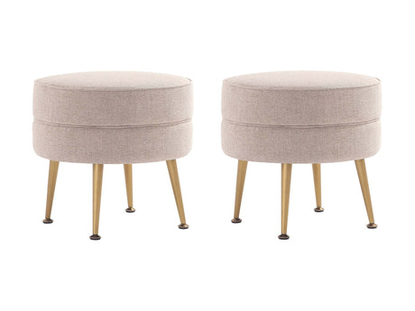 Bailey Ottoman in Oatmeal with Gold Feet (set of 2) by Manhattan Comfort at Eve Furniture