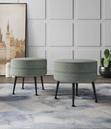 Bailey Ottoman in Sage Green with Black Feet (set of 2) by Manhattan Comfort at Eve Furniture