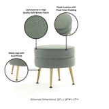 Bailey Ottoman in Sage Green with Gold Feet by Manhattan Comfort at Eve Furniture