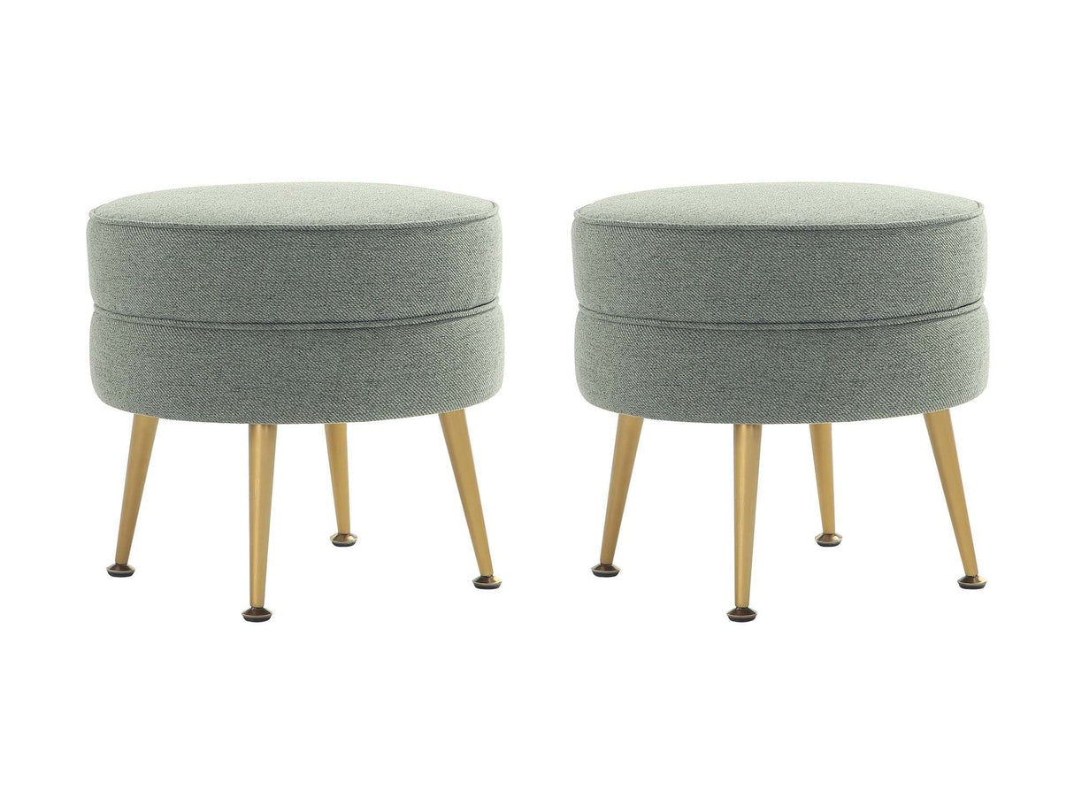 Bailey Ottoman in Sage Green with Gold Feet (set of 2) by Manhattan Comfort at Eve Furniture