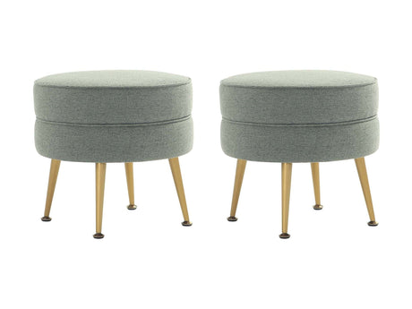 Bailey Ottoman in Sage Green with Gold Feet (set of 2) by Manhattan Comfort at Eve Furniture