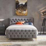 Bailey Velvet Upholstered Platform Bed King / Cognac
