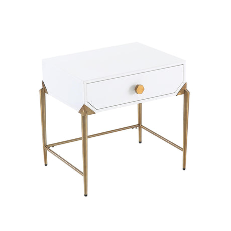 Bajo White Lacquer Side Table by TOV Furniture at Eve Furniture