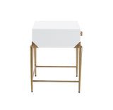 Bajo White Lacquer Side Table by TOV Furniture at Eve Furniture