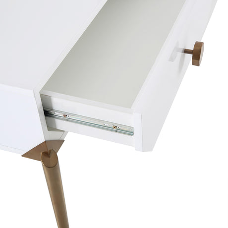 Bajo White Lacquer Side Table by TOV Furniture at Eve Furniture