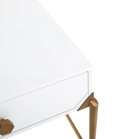 Bajo White Lacquer Side Table by TOV Furniture at Eve Furniture