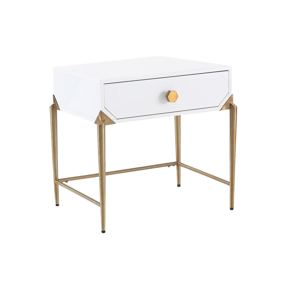 Bajo White Lacquer Side Table by TOV Furniture at Eve Furniture