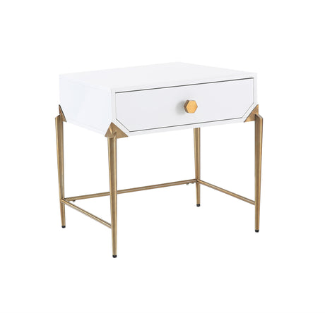 Bajo White Lacquer Side Table by TOV Furniture at Eve Furniture
