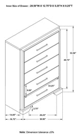 Baker Brown/Light Taupe 5-Drawer Chest