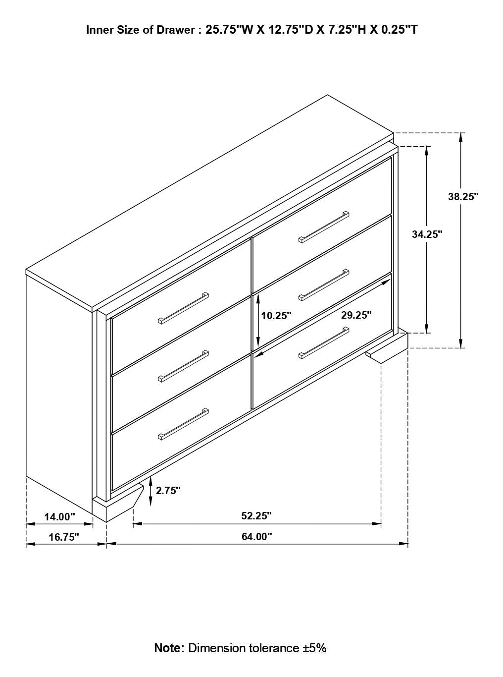 Baker Brown/Light Taupe 6-Drawer Dresser