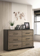 Baker Brown/Light Taupe 6-Drawer Dresser