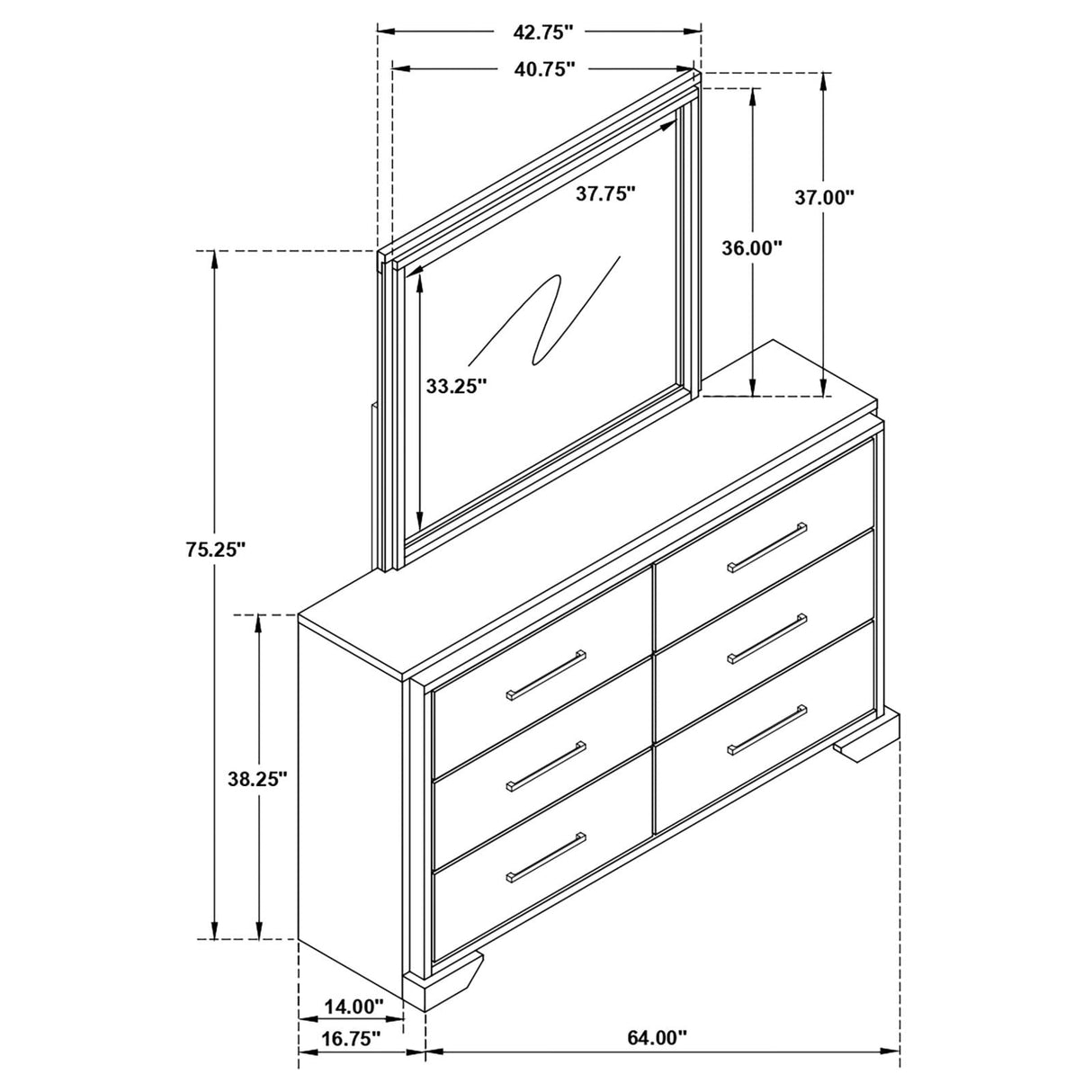 Baker 6-drawer Dresser with Mirror Brown and Light Taupe