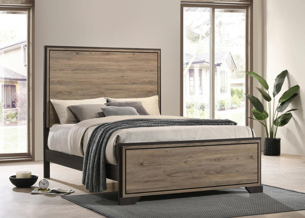 Baker Panel Eastern King Bed Brown/Light Taupe