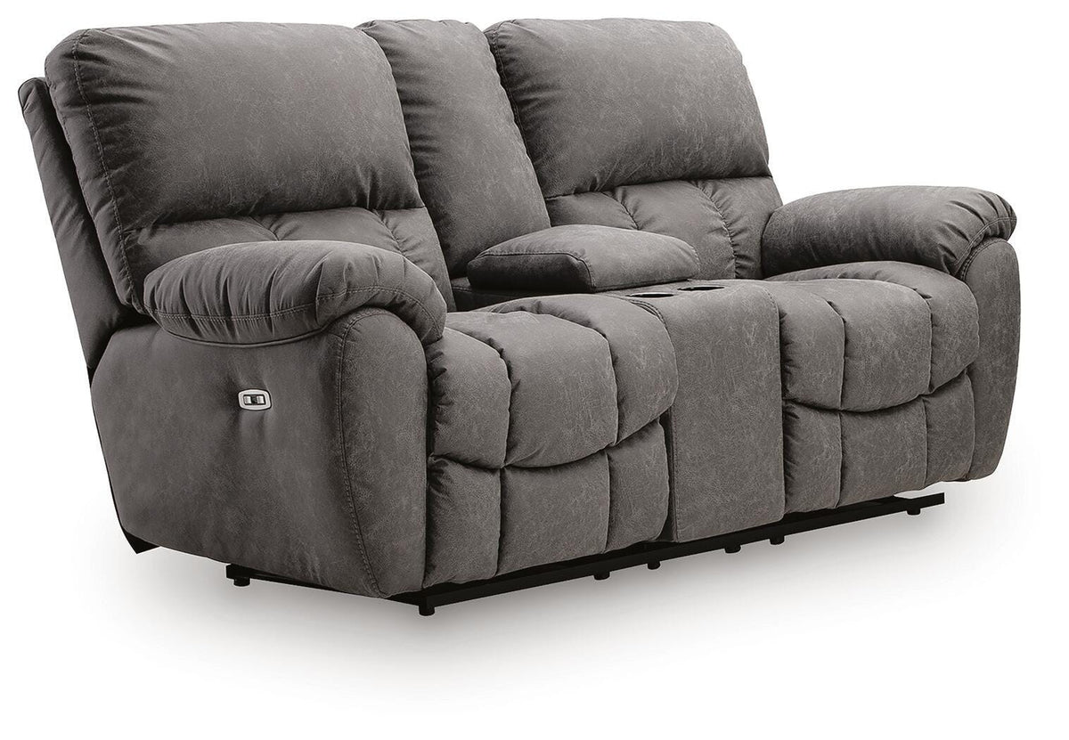 Bakerstein Galaxy Power Reclining Loveseat with Console by Ashley at Eve Furniture