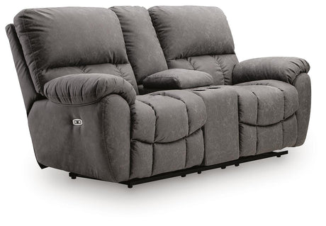 Bakerstein Galaxy Power Reclining Loveseat with Console by Ashley at Eve Furniture