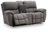 Bakerstein Galaxy Power Reclining Loveseat with Console by Ashley at Eve Furniture