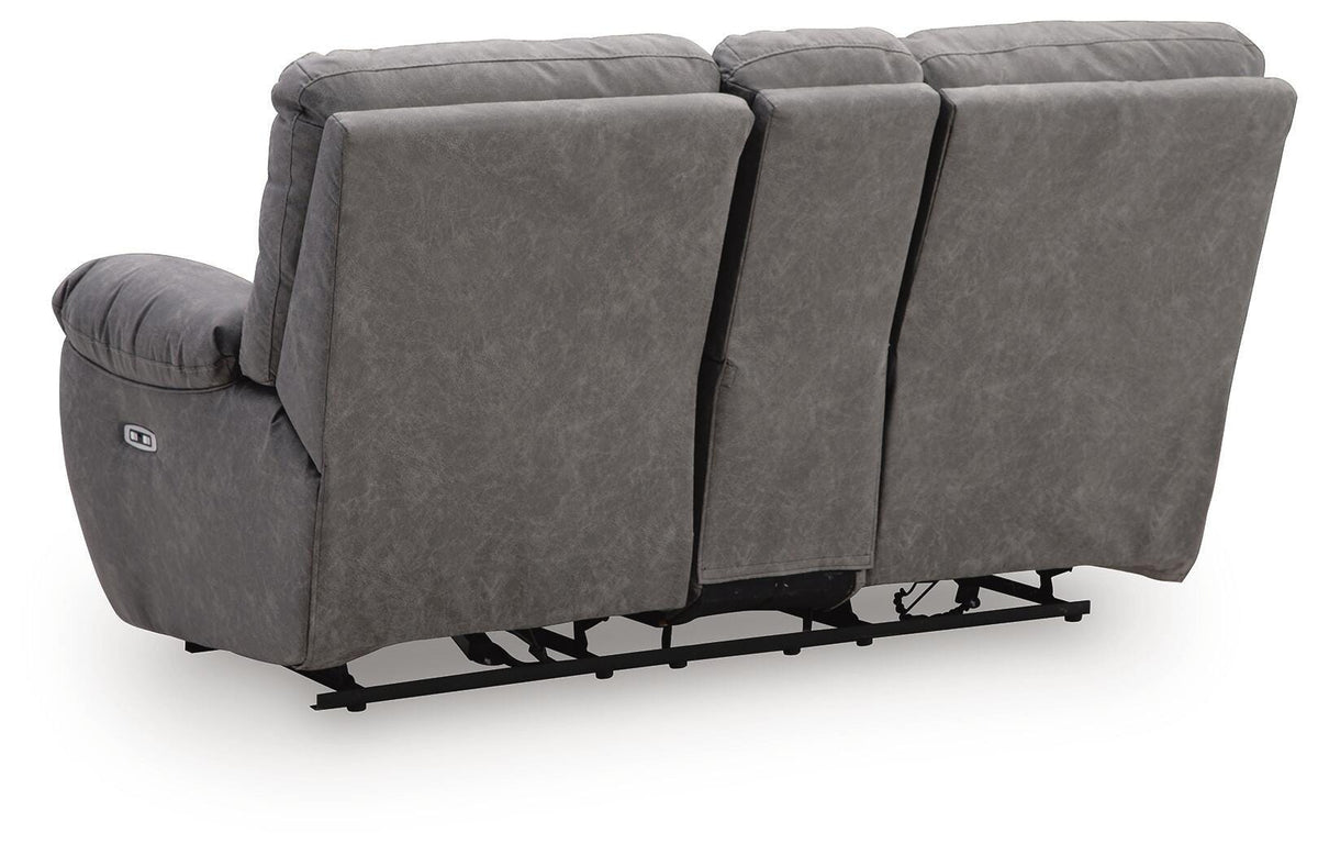 Bakerstein Galaxy Power Reclining Loveseat with Console by Ashley at Eve Furniture