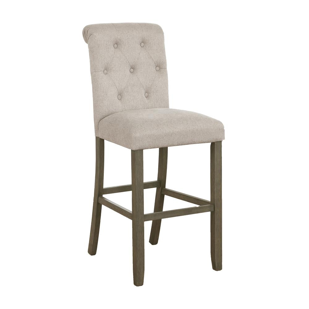 Balboa Beige/Rustic Brown Tufted Back Bar Stools, Set of 2