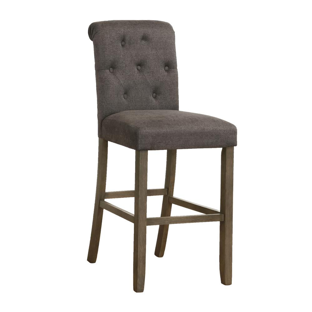 Balboa Gray/Rustic Brown Tufted Back Bar Stools, Set of 2