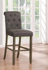 Balboa Gray/Rustic Brown Tufted Back Bar Stools, Set of 2