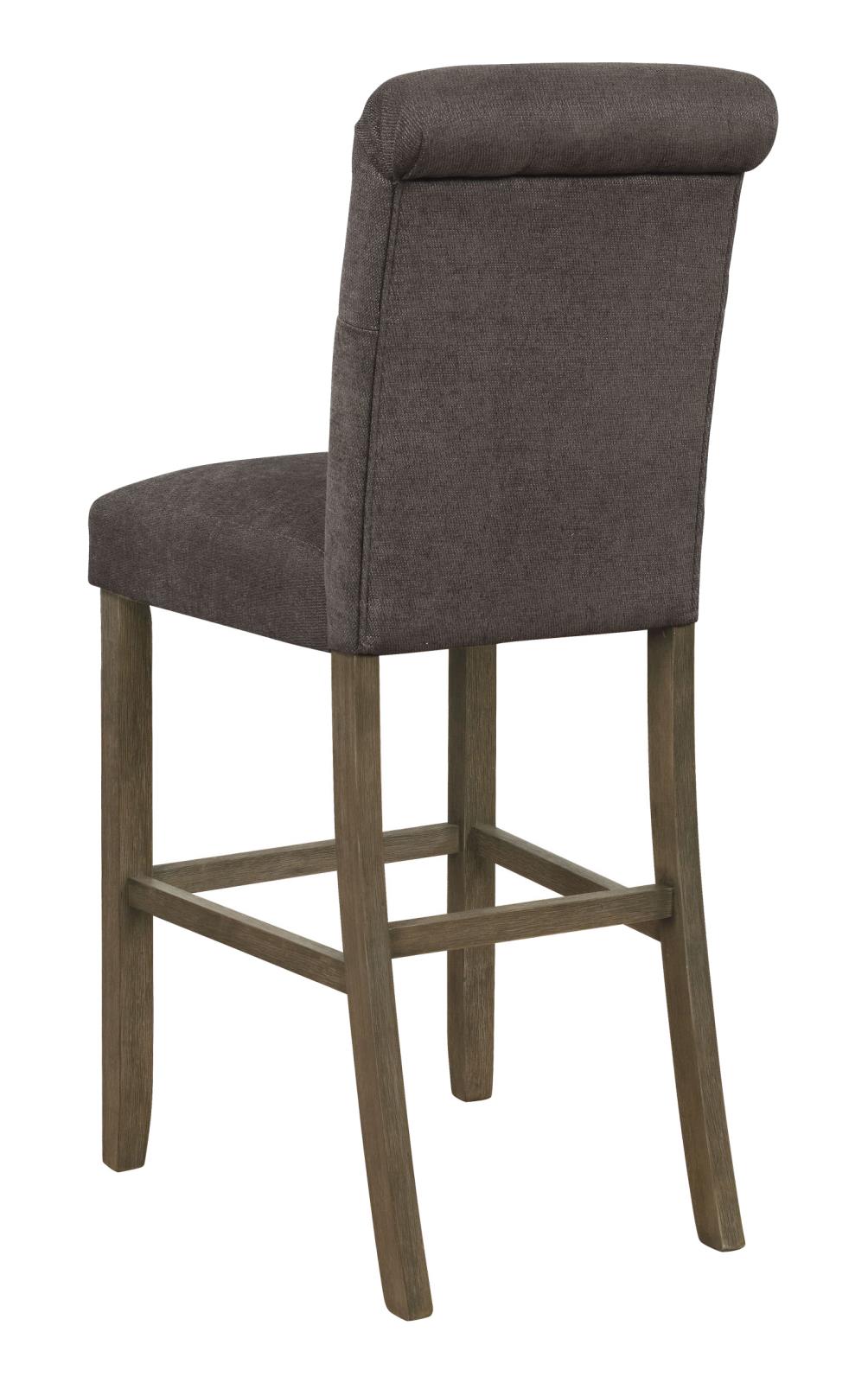 Balboa Gray/Rustic Brown Tufted Back Bar Stools, Set of 2