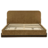 Baldacci Curry/Walnut Upholstered Eastern King Platform Bed by Coaster at Eve Furniture