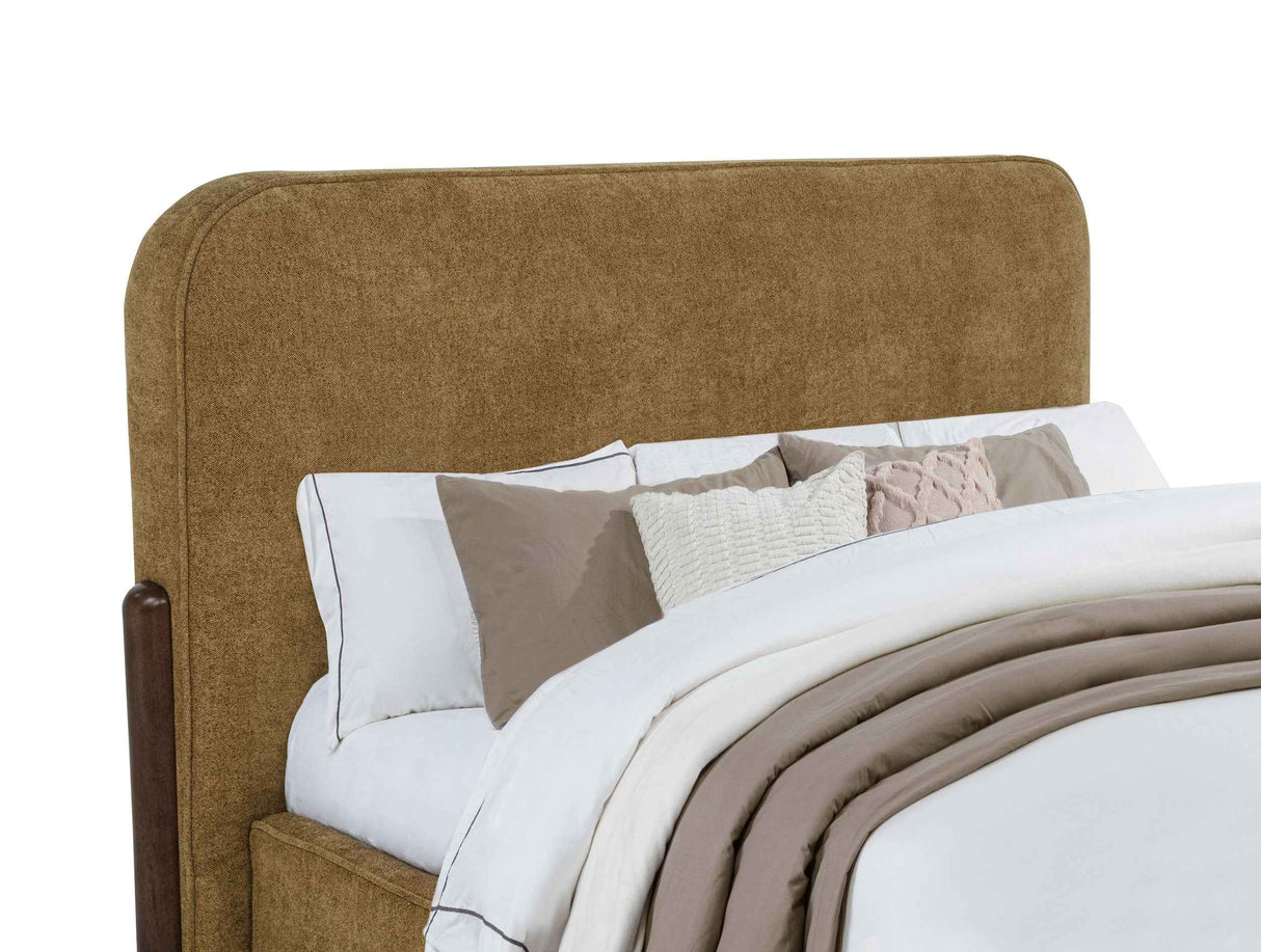Baldacci Curry/Walnut Upholstered Eastern King Platform Bed by Coaster at Eve Furniture