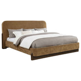 Baldacci Curry/Walnut Upholstered Eastern King Platform Bed by Coaster at Eve Furniture
