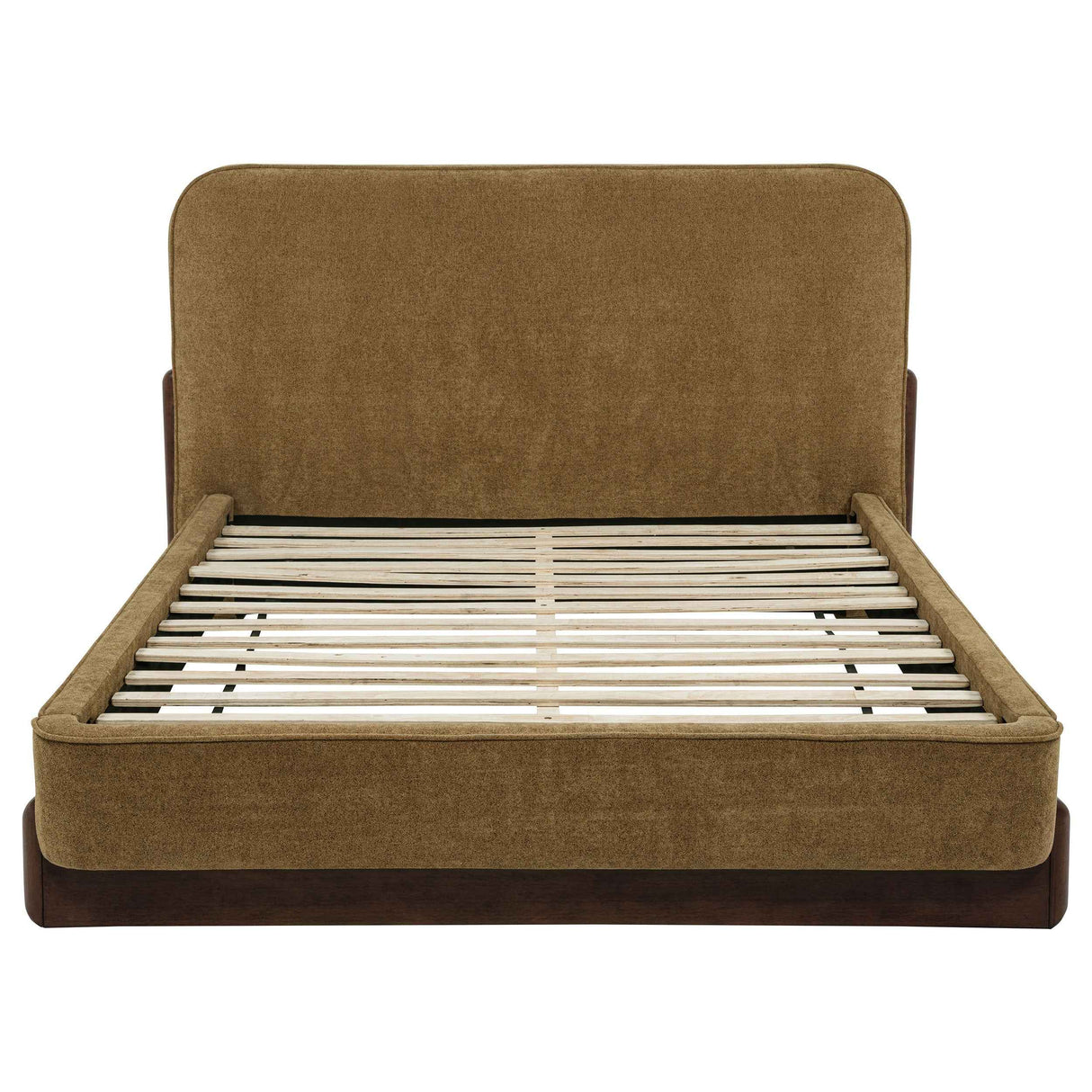 Baldacci Curry/Walnut Upholstered Queen Platform Bed by Coaster at Eve Furniture